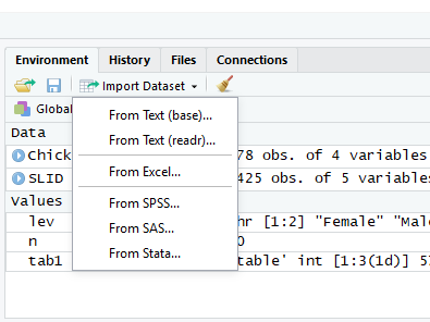 Importazione con RStudio 