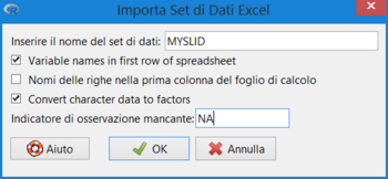 Assegnare un nome al nuovo dataset Assegnare un nome al nuovo dataset